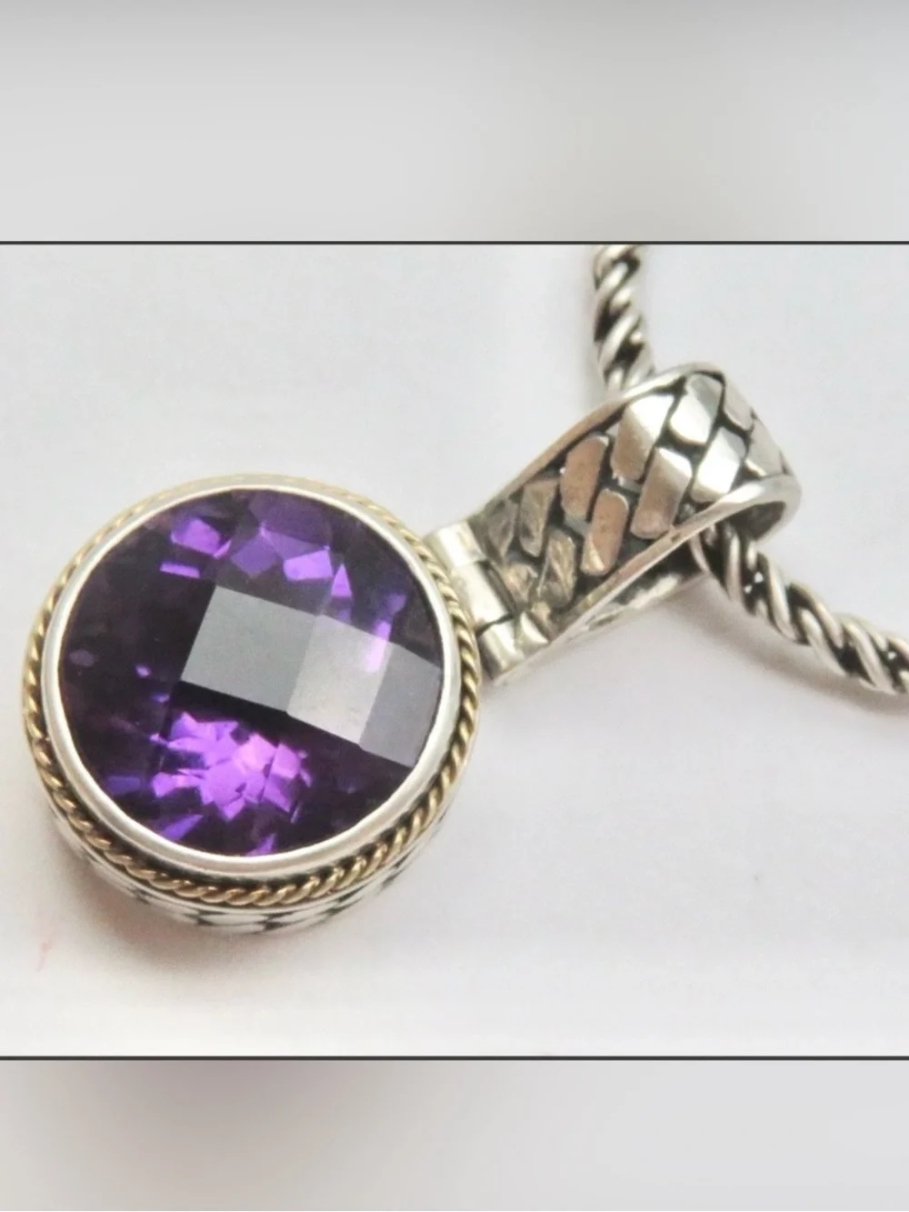 EFFY BH .925 Sterling Silver & 18K Amethyst pendant on EFFY sterling chain 18”